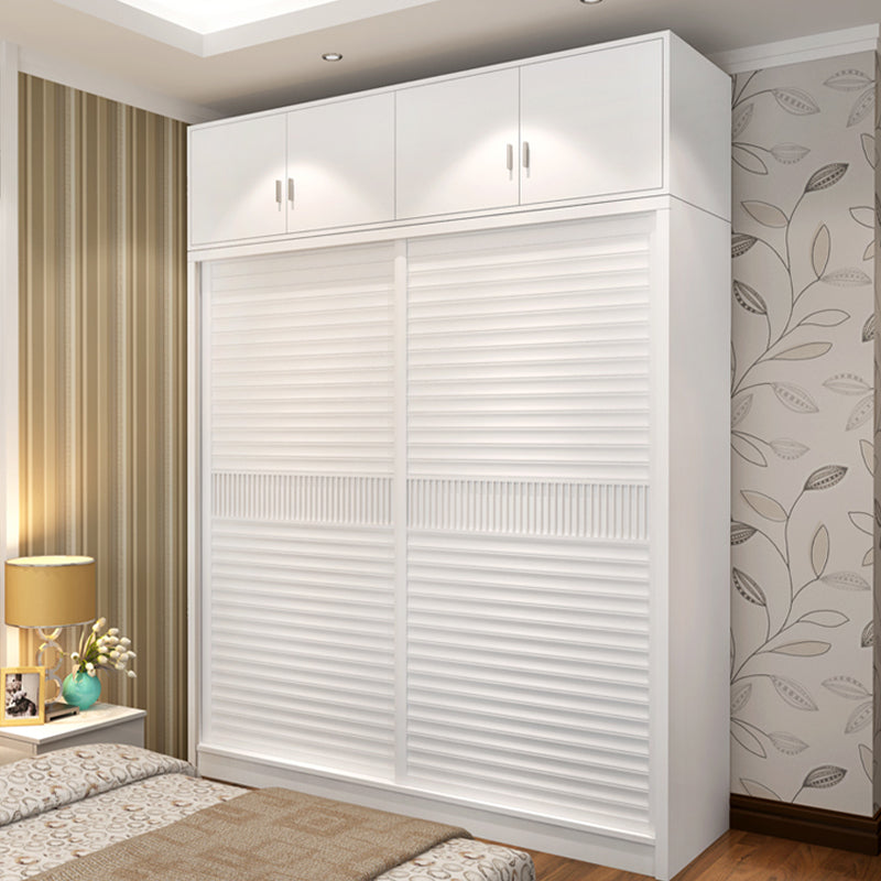 Modern Storage Cabinet with Sliding Doors Manufactured Wood White Cabinet for Bedroom