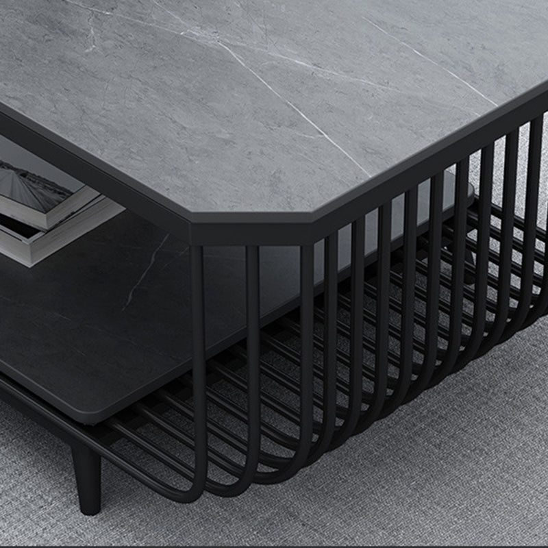 Glam Slate Coffee Table Rectangle Coffee or End Table with Shelf