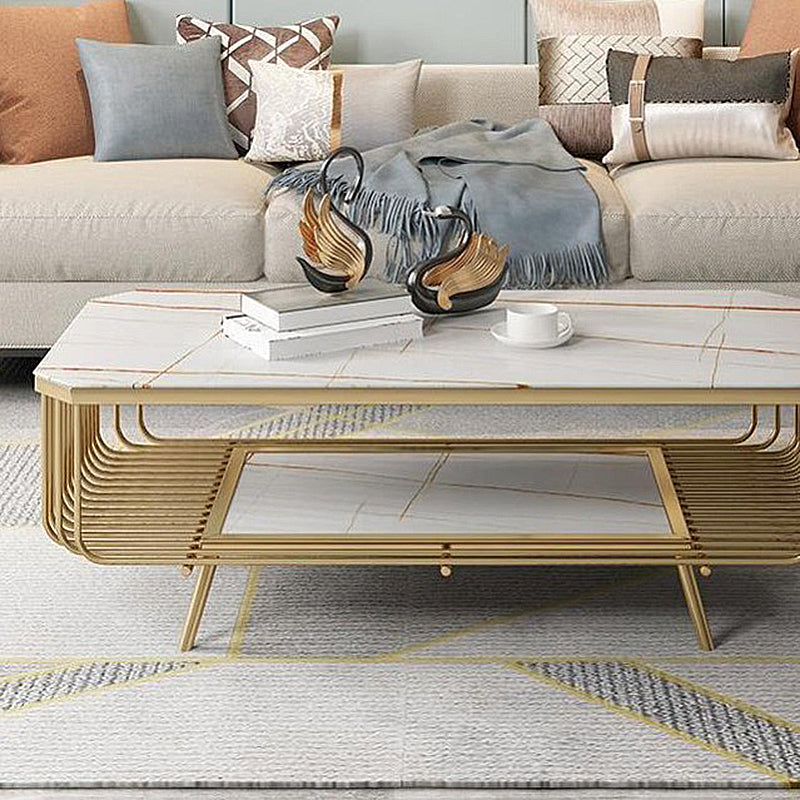 Glam Slate Coffee Table Rectangle Coffee or End Table with Shelf
