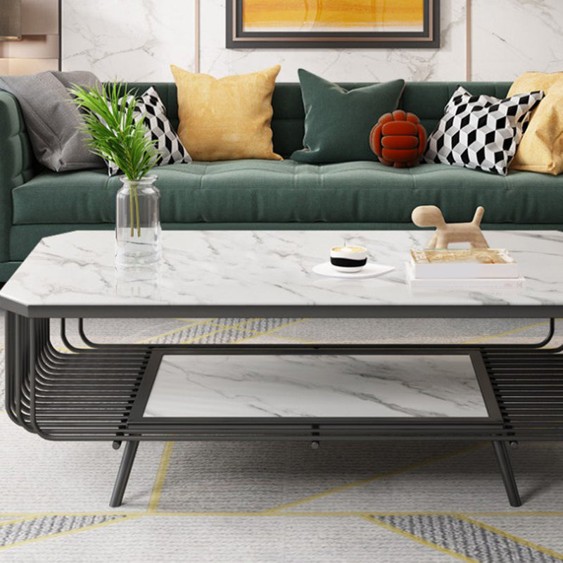 Glam Slate Coffee Table Rectangle Coffee or End Table with Shelf