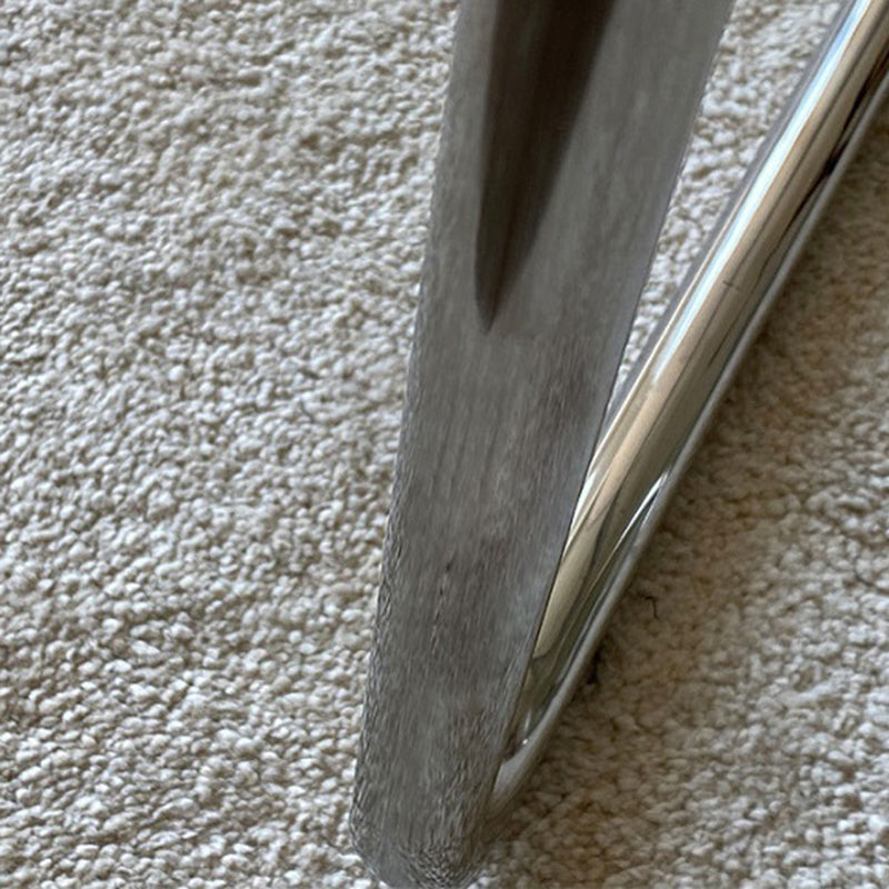 Round Glass Top Coffee Table Stainless Steel Sled Base Cocktail Table