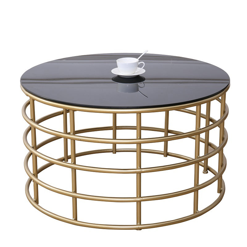 Contemporary Simple Glass Round Coffee Cocktail Table - 17.7" H