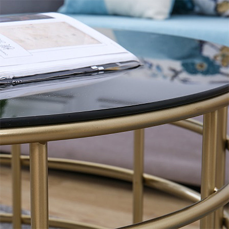 Contemporary Simple Glass Round Coffee Cocktail Table - 17.7" H