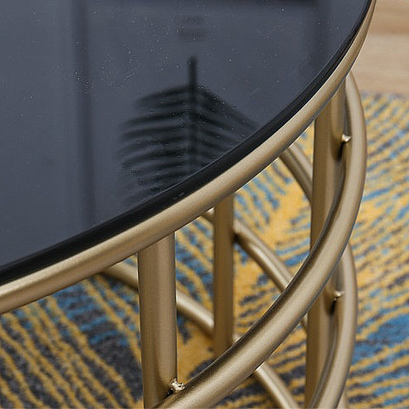 Contemporary Simple Glass Round Coffee Cocktail Table - 17.7" H