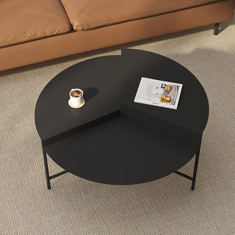 Iron Cross Legs Cocktail Table 17.7" Tall Round Top Coffee Table