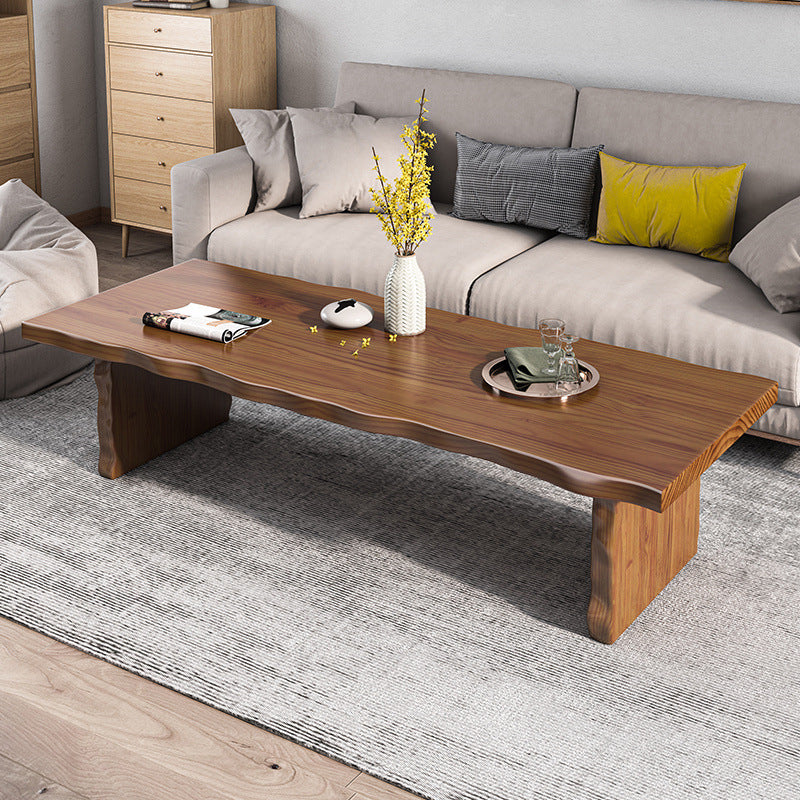 Solid Wood Coffee Table Rectangle Dark Brown Sled Coffee Table