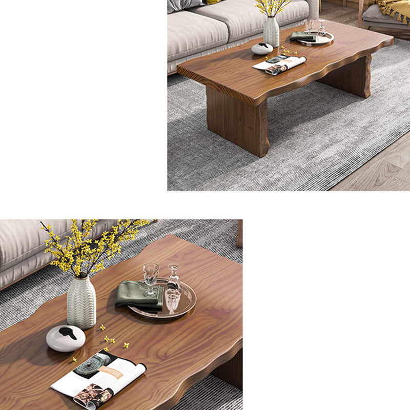 Solid Wood Coffee Table Rectangle Dark Brown Sled Coffee Table
