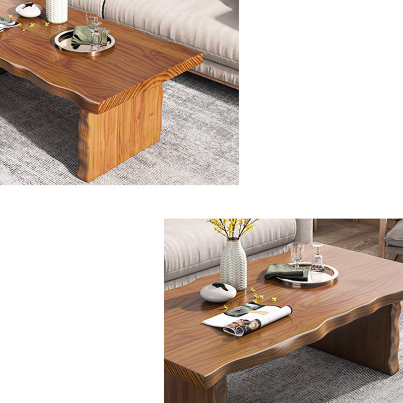 Solid Wood Coffee Table Rectangle Dark Brown Sled Coffee Table