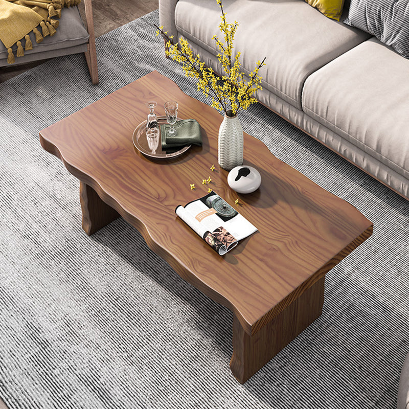 Solid Wood Coffee Table Rectangle Dark Brown Sled Coffee Table