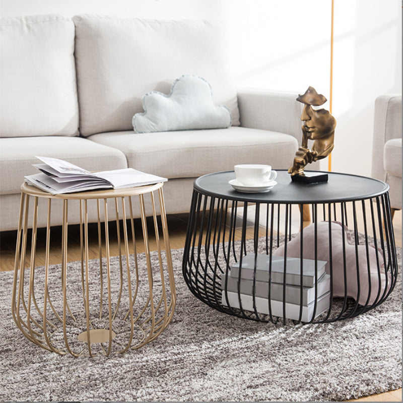 Metal Round Frame Coffee Table Set Mid Century Iron Simple Cocktail Table