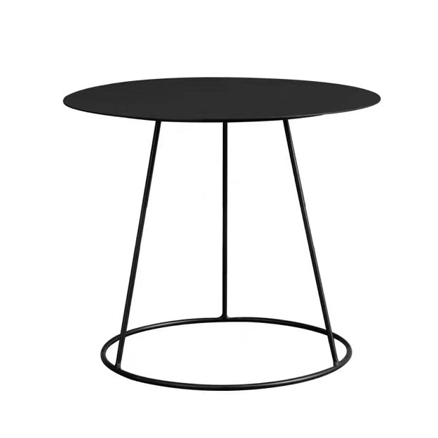 Mid-Century Modern Iron Coffee Table Set Black Finish Round Cocktail Table