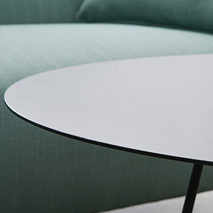 Mid-Century Modern Iron Coffee Table Set Black Finish Round Cocktail Table