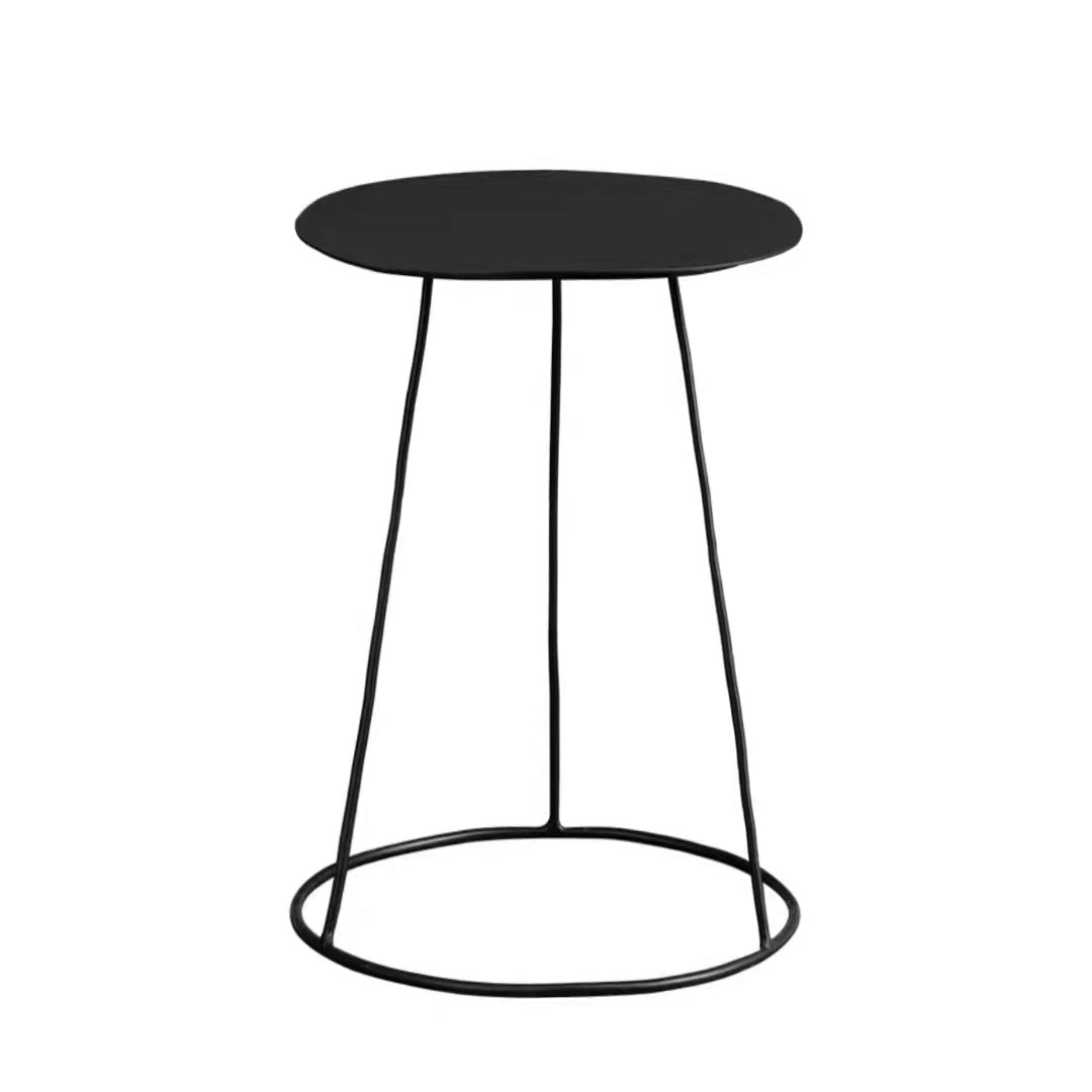 Mid-Century Modern Iron Coffee Table Set Black Finish Round Cocktail Table