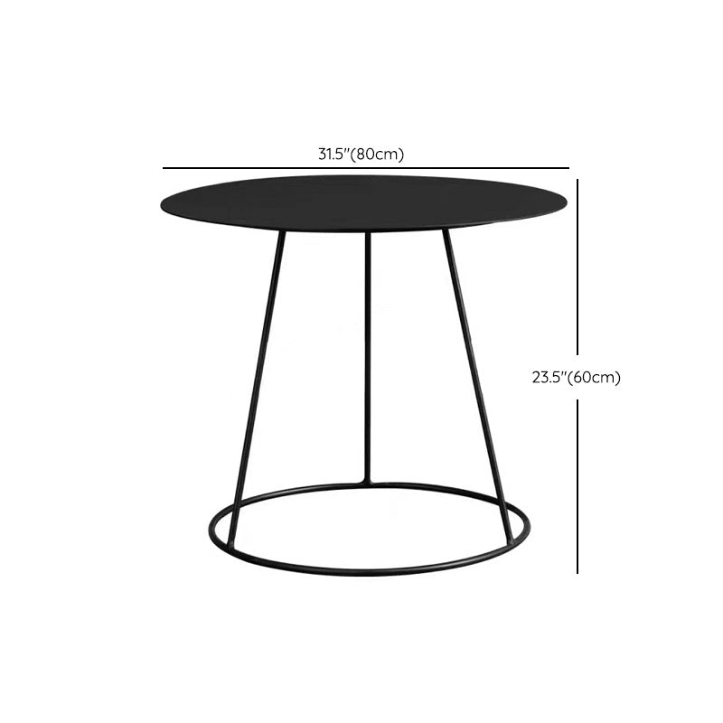 Mid-Century Modern Iron Coffee Table Set Black Finish Round Cocktail Table