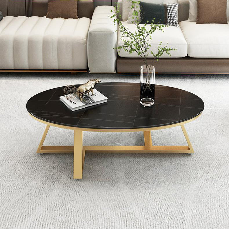 17.7" Tall Iron Cross Legs Cocktail Table Oval Slate Top Coffee Table