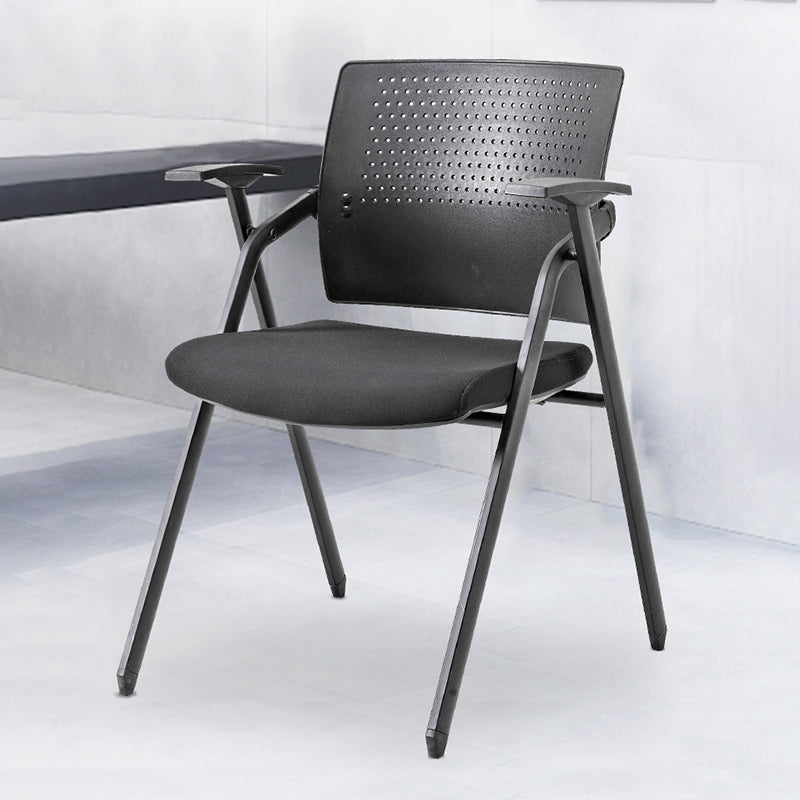 19" Wide Contemporary Desk Chair Black No Wheels Office Chair