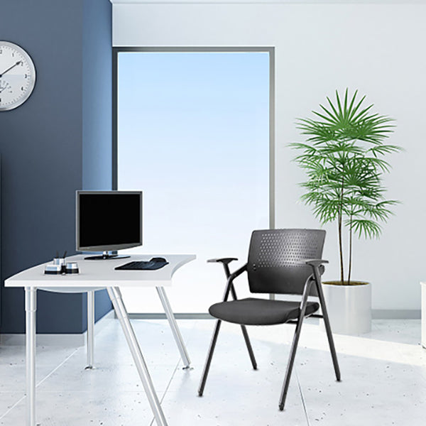 19" Wide Contemporary Desk Chair Black No Wheels Office Chair