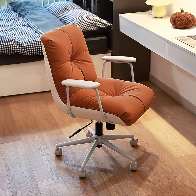 Padded Arms Swivel Office Chair Modern Mid Back Tufted Desk Chair