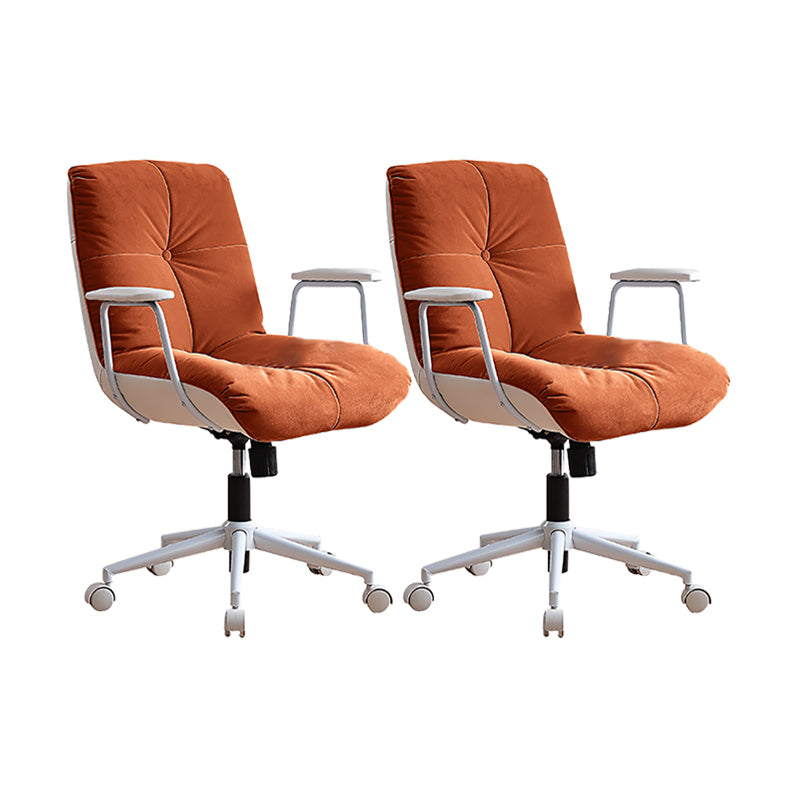 Padded Arms Swivel Office Chair Modern Mid Back Tufted Desk Chair