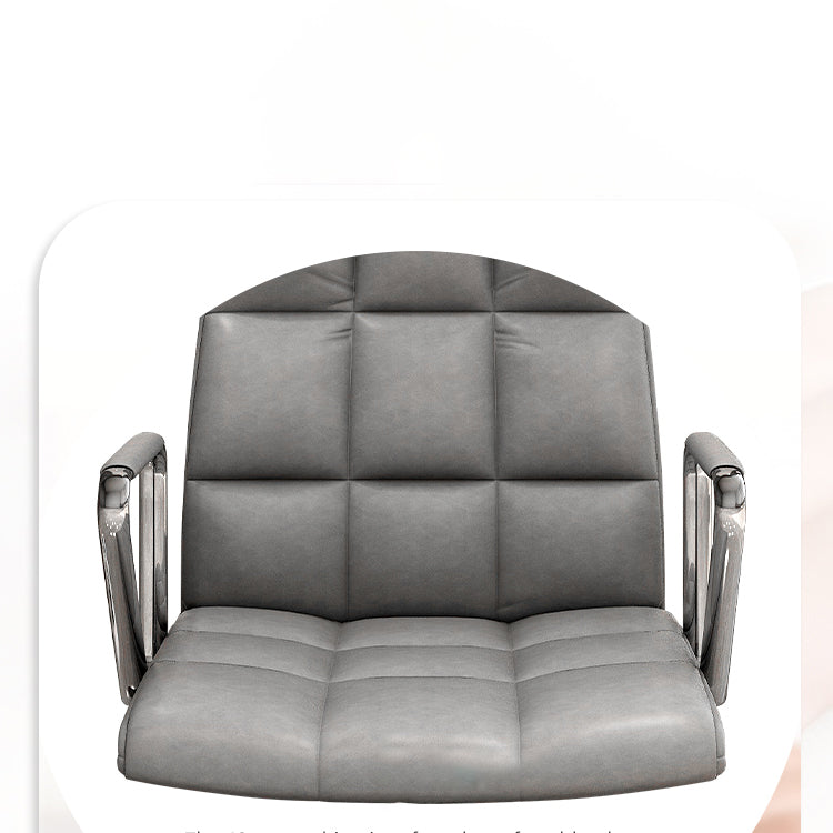 Modern Fixed Arms Desk Chair Faux Leather Mid Back Office Chair