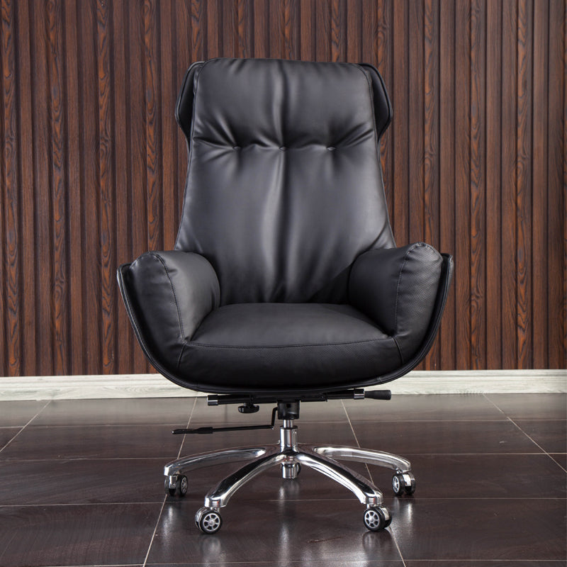 High Back Armless Managers Chair Modern Faux Leather Executive Chair