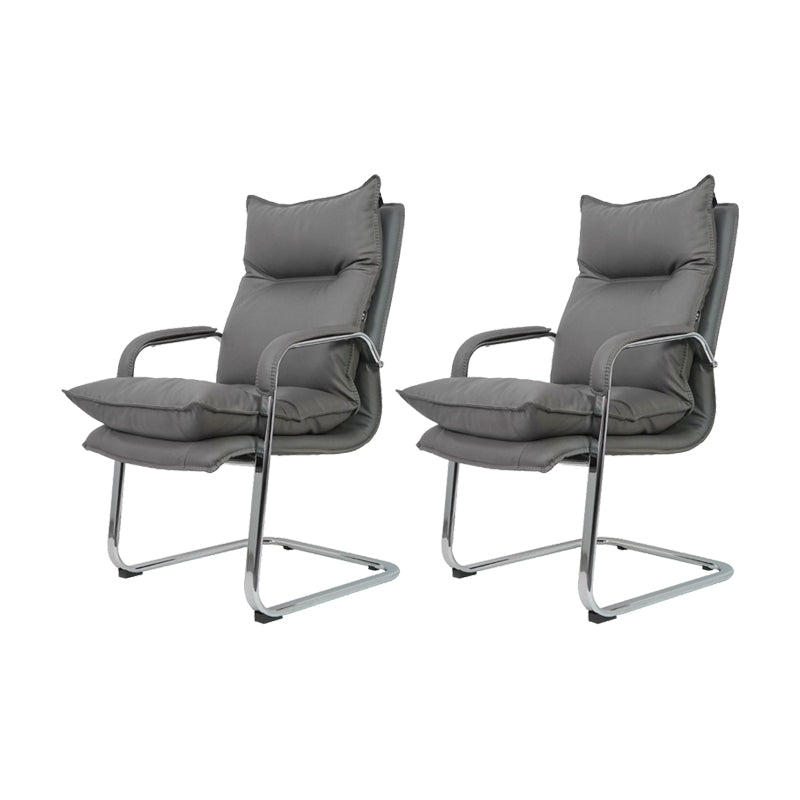 Grey High Back Managers Chair Modern Padded Arms Executive Chair