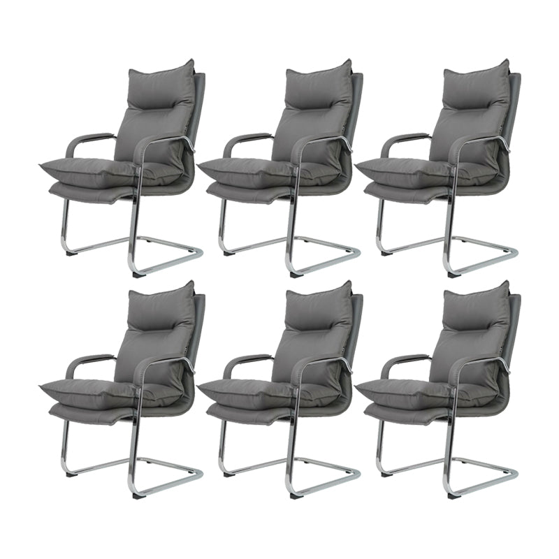 Grey High Back Managers Chair Modern Padded Arms Executive Chair
