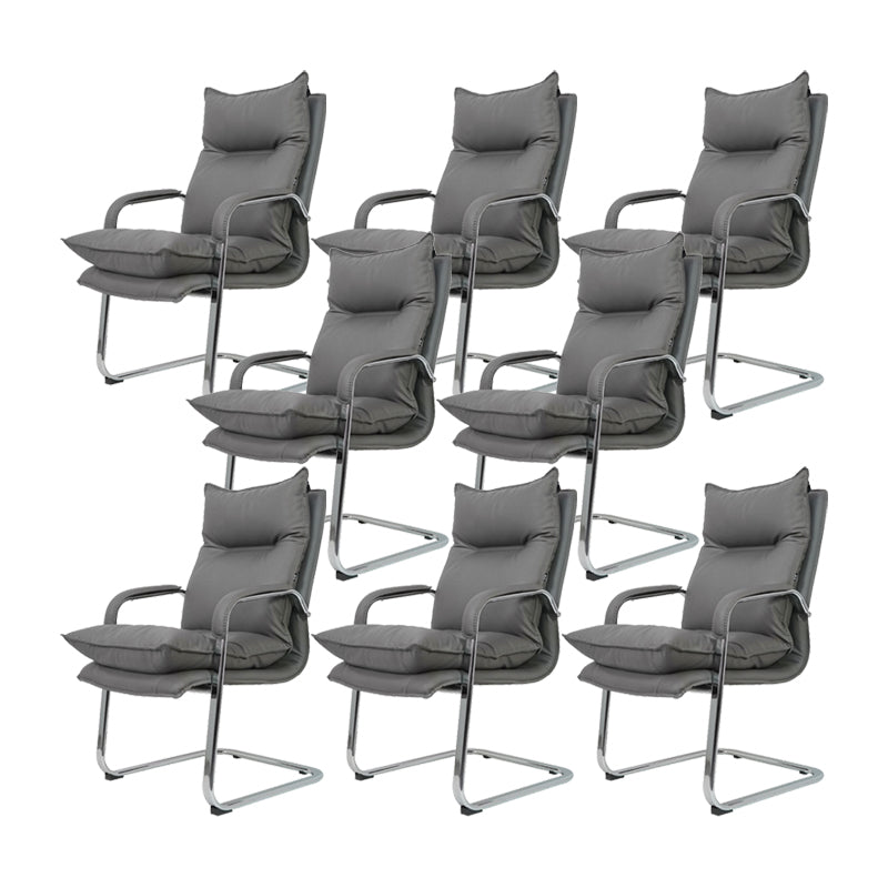 Grey High Back Managers Chair Modern Padded Arms Executive Chair