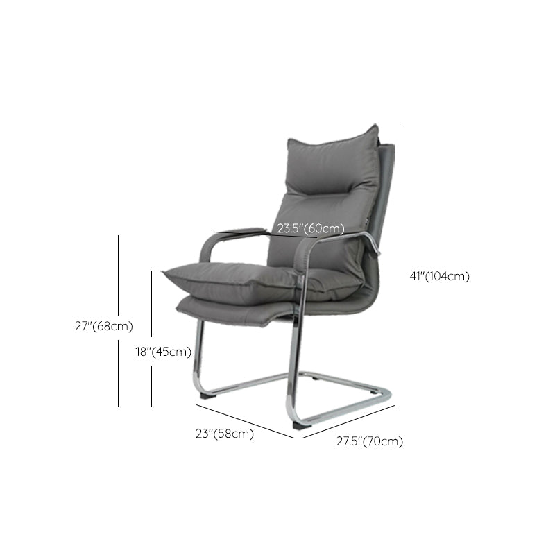 Grey High Back Managers Chair Modern Padded Arms Executive Chair