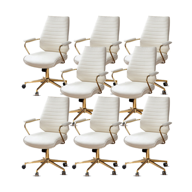 Modern Mid Back Desk Chair Faux Leather Swivel Office Chair with Padded Arms