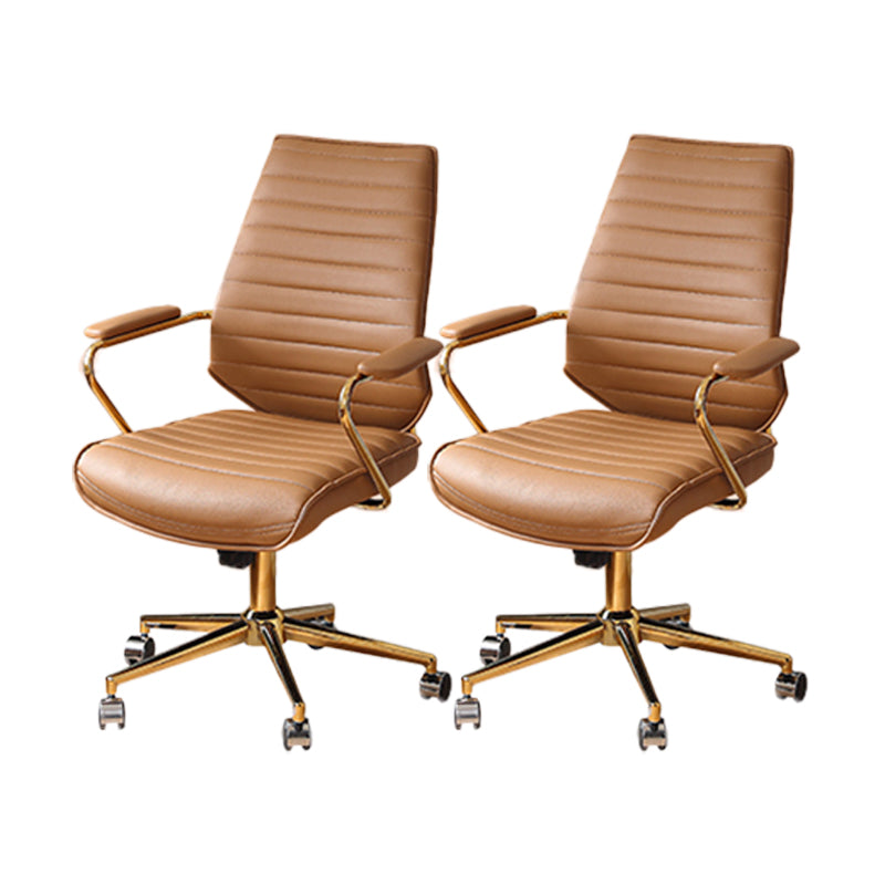 Modern Mid Back Desk Chair Faux Leather Swivel Office Chair with Padded Arms