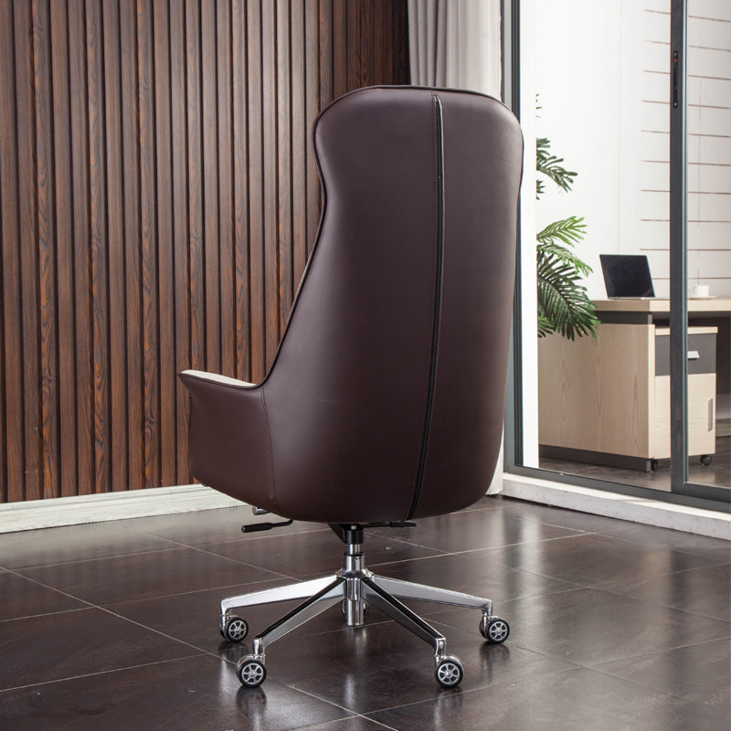 Modern Faux Leather Executive Chair High Back Armless Swivel Chair