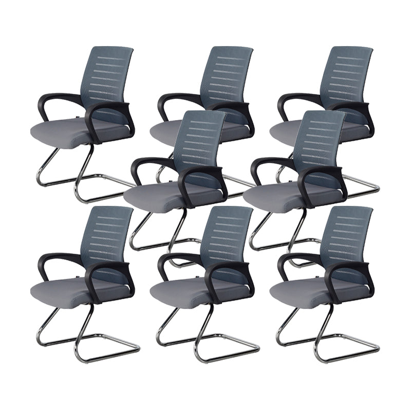 Modern Mid Back Office Chair Fixed Arms Ergonomic Mesh Task Chair