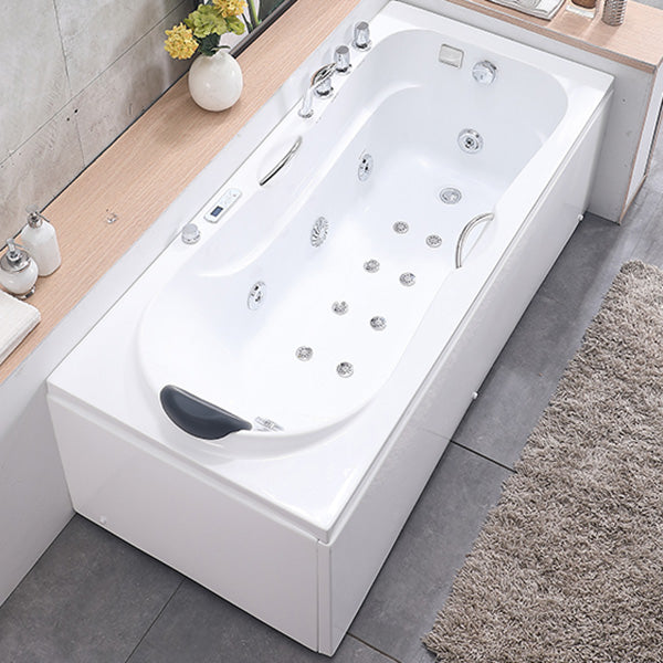 Modern Acrylic Rectangular Bathroom Bathtub with Drain White Tub