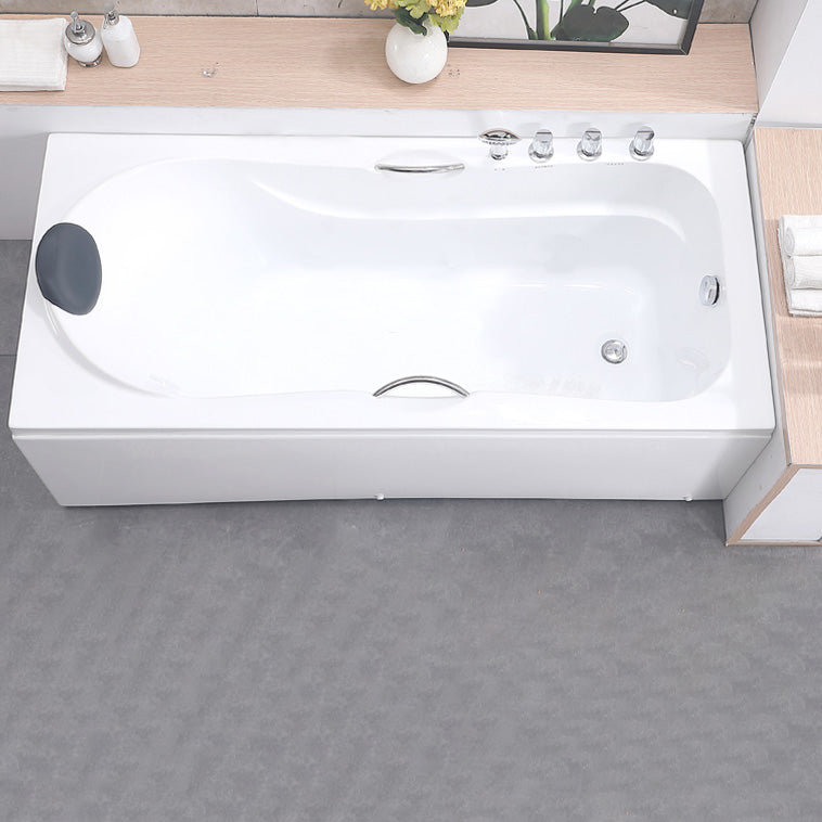 Modern Acrylic Rectangular Bathroom Bathtub with Drain White Tub