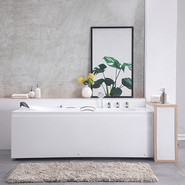 Modern Acrylic Rectangular Bathroom Bathtub with Drain White Tub