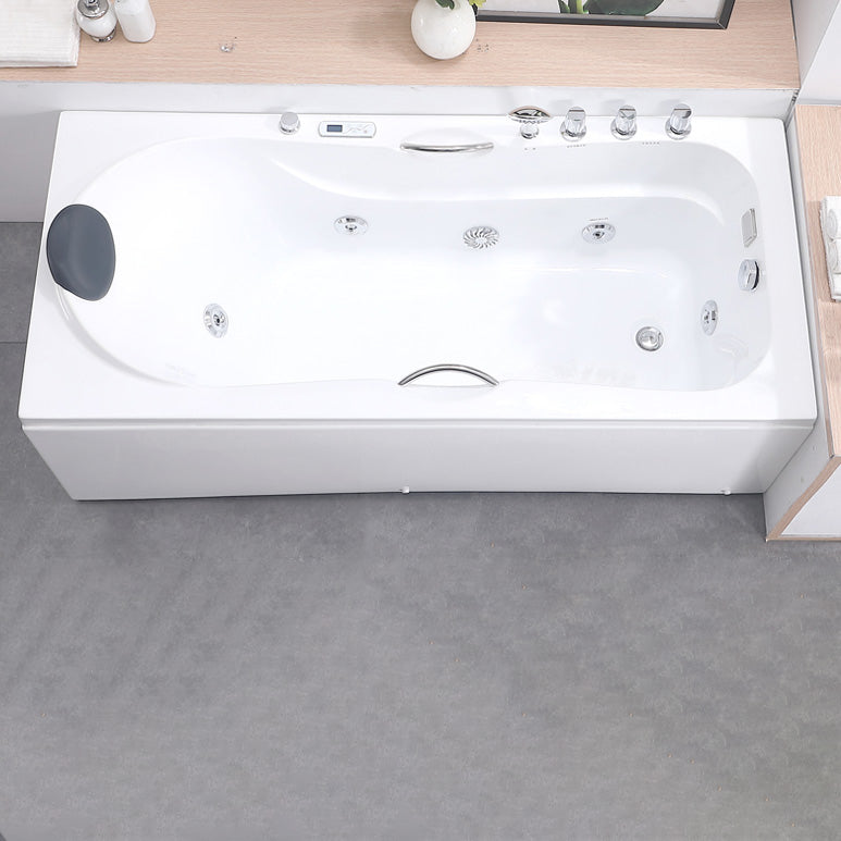 Modern Acrylic Rectangular Bathroom Bathtub with Drain White Tub