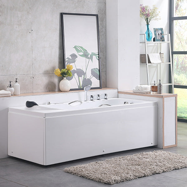 Modern Acrylic Rectangular Bathroom Bathtub with Drain White Tub