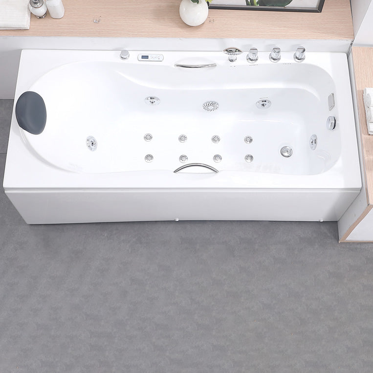 Modern Acrylic Rectangular Bathroom Bathtub with Drain White Tub