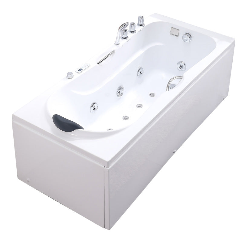 Modern Acrylic Rectangular Bathroom Bathtub with Drain White Tub