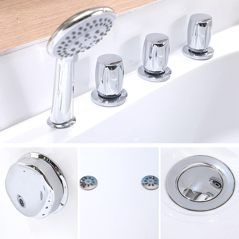 Modern Acrylic Rectangular Bathroom Bathtub with Drain White Tub