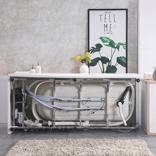 Modern Acrylic Rectangular Bathroom Bathtub with Drain White Tub