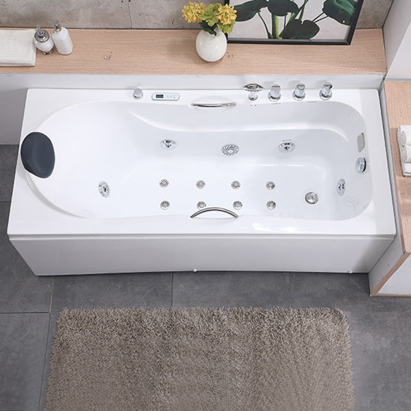 Modern Acrylic Rectangular Bathroom Bathtub with Drain White Tub