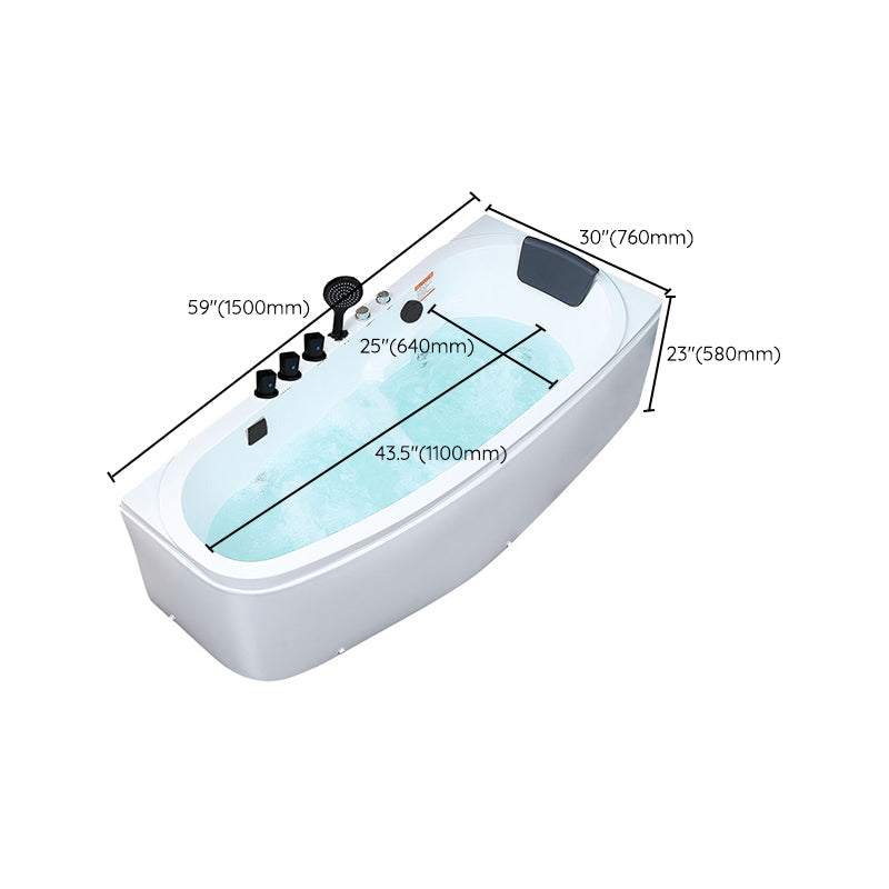 Corner Acrylic Bathroom Bath Tub Modern Back to Wall Soaking Tub