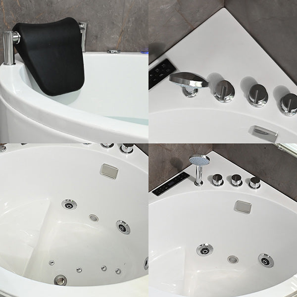 Bathroom Modern Corner Bathtub with Drain and Overflow Trim Bath Tub