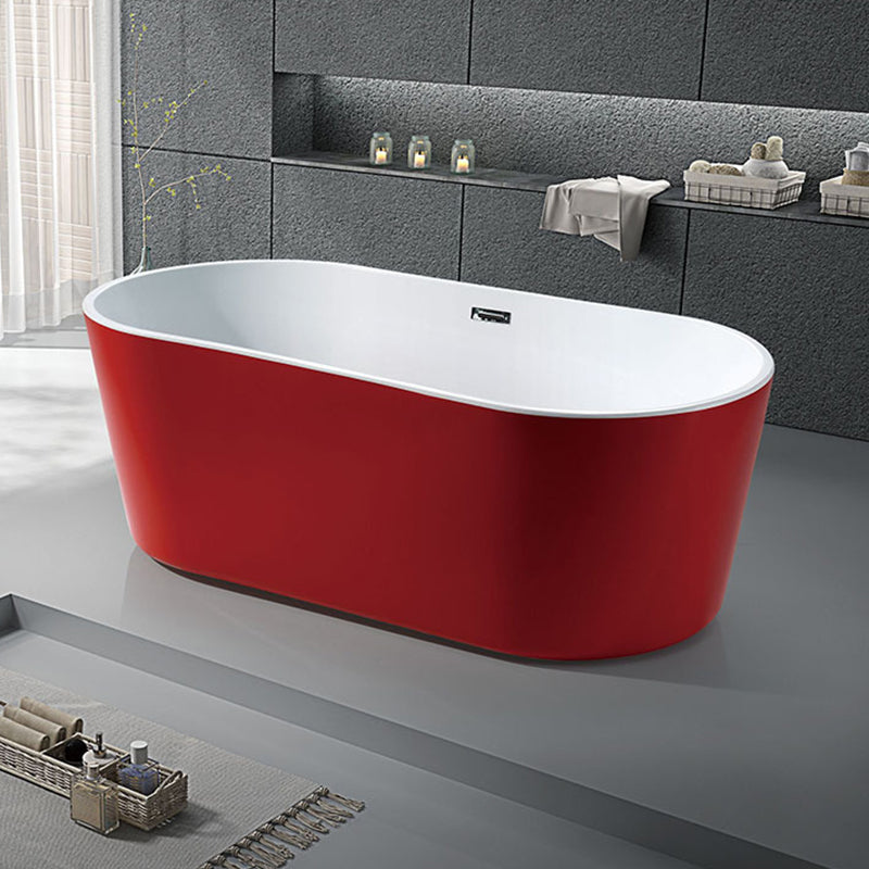 Modern Ellipse Acrylic Bathtub Back to Wall with Drain Bath Tub