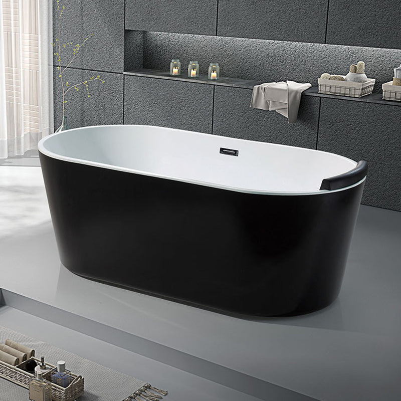 Modern Ellipse Acrylic Bathtub Back to Wall with Drain Bath Tub