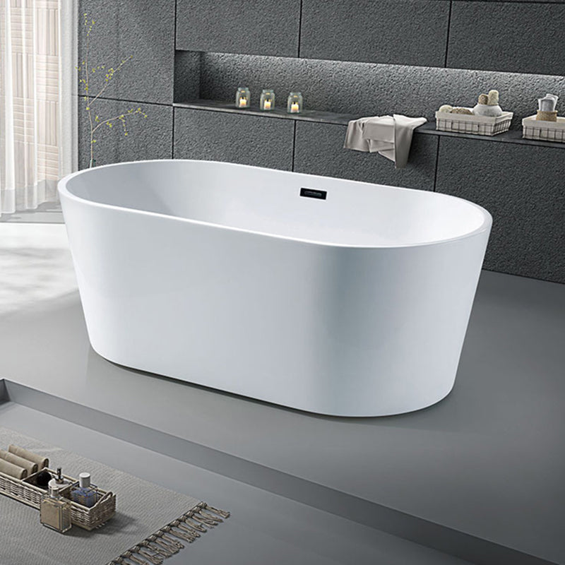 Modern Ellipse Acrylic Bathtub Back to Wall with Drain Bath Tub