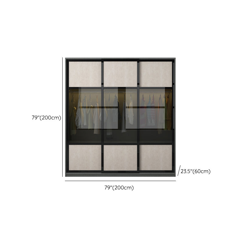 Engineered Wood Storage Cabinet with Glass Doors Contemporary Cabinet with Sliding Doors