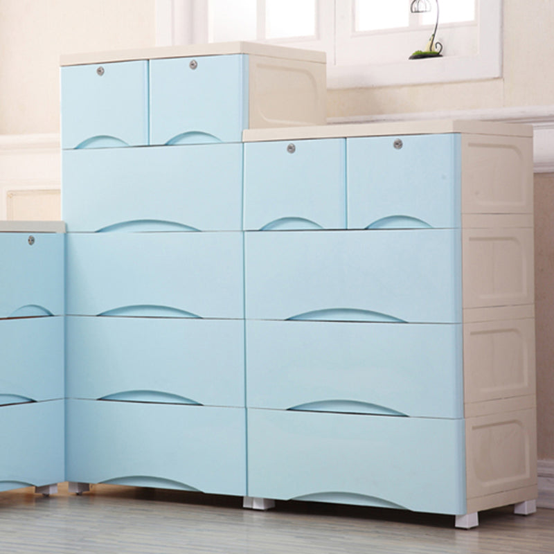 Plastic Matte Finish Storage Cabinet Contemporary Non-Hanging Armoire